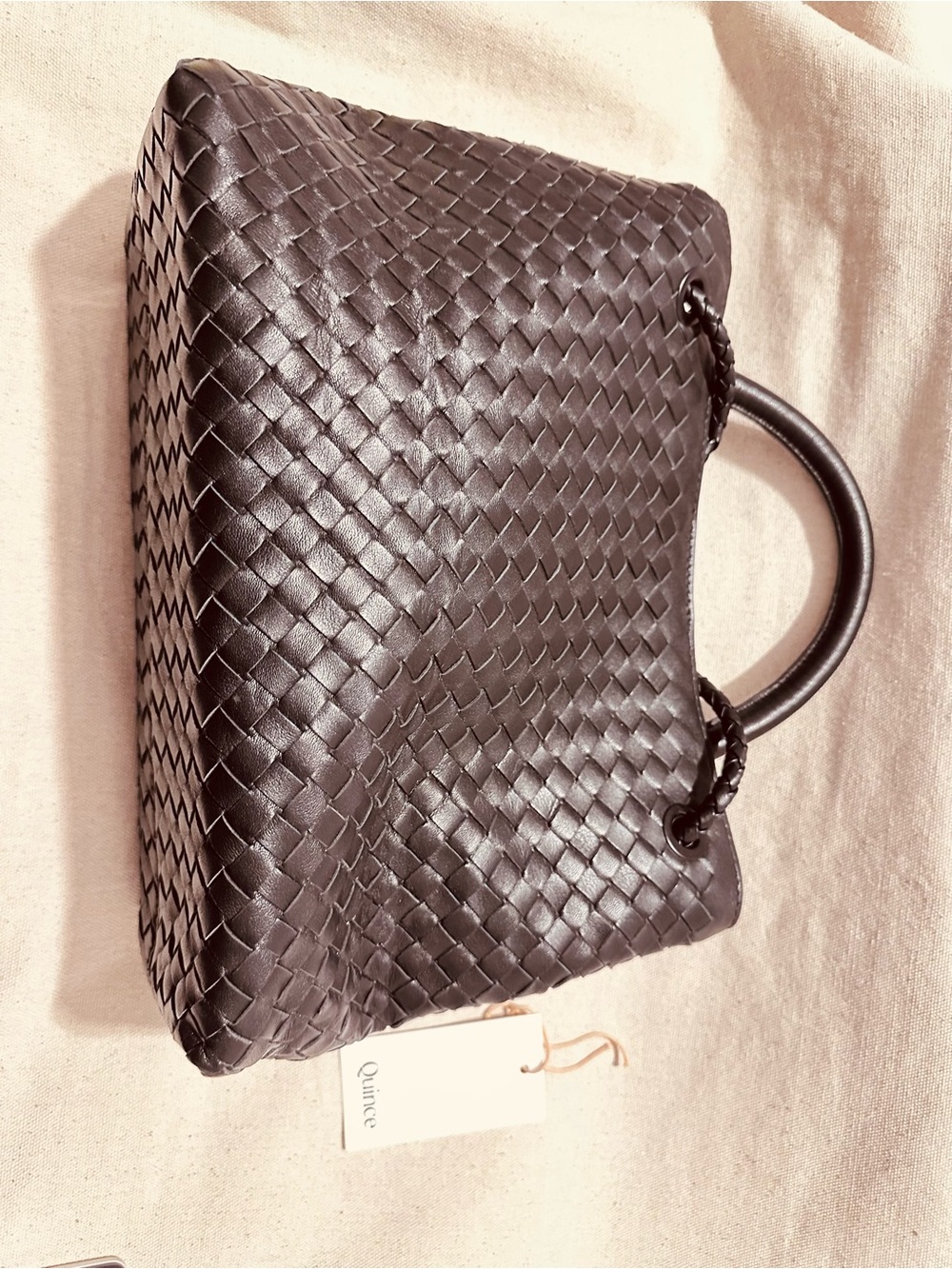 Quince | Bag | Quince Handwoven Italian Leather Satchel | Black - Picture 11 of 13